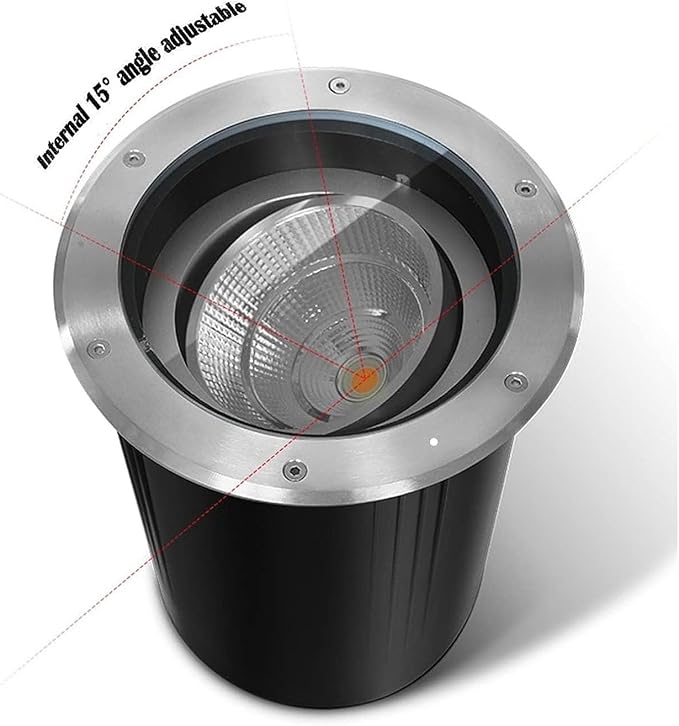 Outdoor Buried Lights - Ground LED Landscape Lamp IP67 Waterproof Outdoor Recessed Spot Light 85-265V COB LED High Brightness Ground Spotlight 15° Adjustable Angle Buried Lights