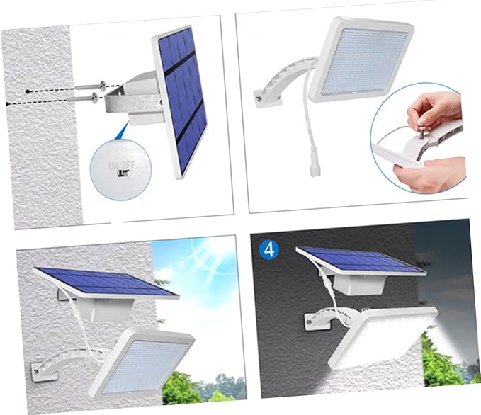 Angoily Outdoor Led Solar Lights 48 Led Beads Waterproof White Landscape Light Wall Mount Garden Pathway Auto On/Off Easy Install