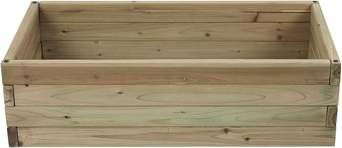 LuxenHome Wood 32 Raised Garden Bed Fir Wood Planting Bed Solid Wood for Vegetable Flower Herbfor Outdoor Lawn Yard Patio Use
