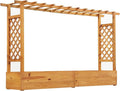 Happygrill 45 Raised Garden Bed with Trellis Wood Planter Box w/Hanging Roof 2 Side Trellises Open-Ended Base for Flower Climbing Plant Plant Container for Garden