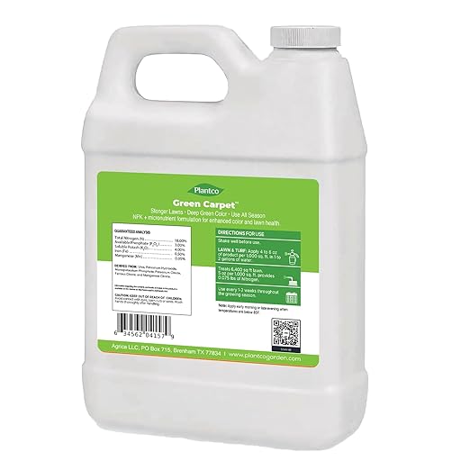 Green Carpet Lawn Liquid Fertilizer with Balanced NPK 18-3-4 with micronutrients | Lawn Food Quality Liquid Fertilizer - Spring &amp Summer Concentrated Spray - Any Grass Type (32 oz Bottle)