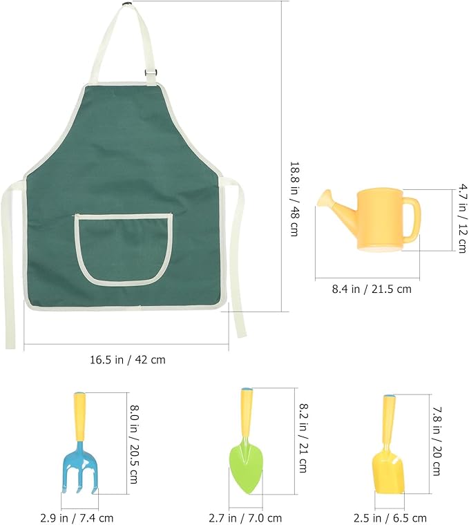 BESPORTBLE Gardening Tool Set with Watering Can Mini Shovel Rake and Apron for Outdoor Planting and Soil Loosening Mini Planting Supplies for Boys