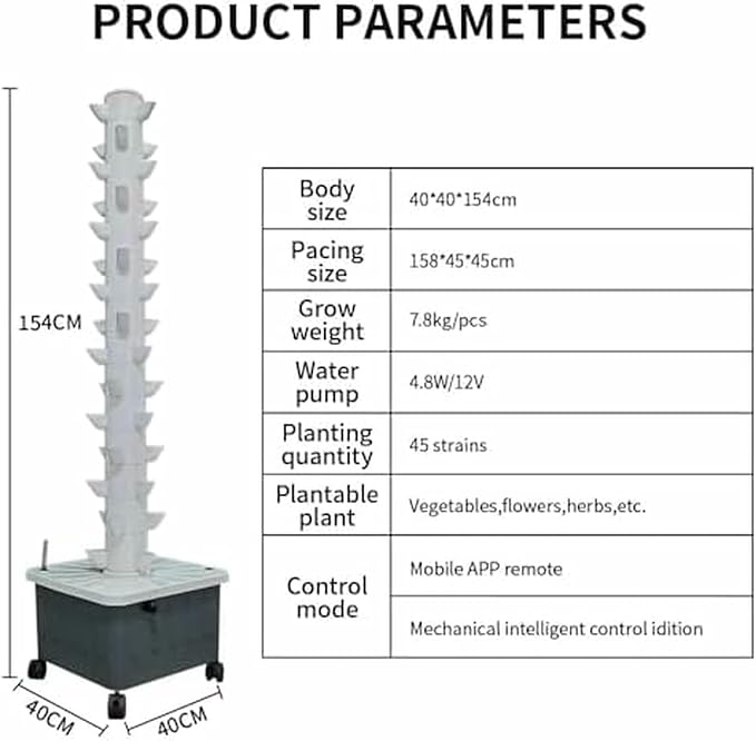 15 Layers 45 Plant Locations Soilless Hydroponic Tower Growing System Indoor Vertical Grow Tower Aquaponics Growing System Hydroponic Growing Kit-*