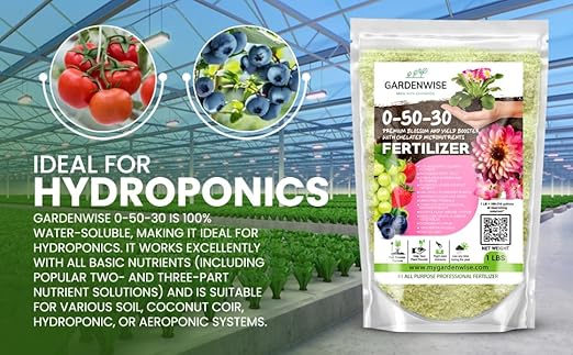 0-50-30 Universal Premium Bud and Bloom Booster Increases Flowering &amp Yield for Use in Soil and Hydroponics Super Concentrated Flower Fuel (2 LBS)