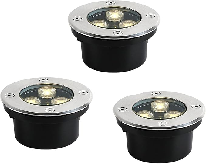 YANYO Ground LED Landscape Lights - Outdoor Buried Lights AC85-110V LED Spotlight IP65 Waterproof Walkable Outdoor Avenues Paths Garden Lighting Recessed Ground Light(Blanc12W) (Green 3a5W)