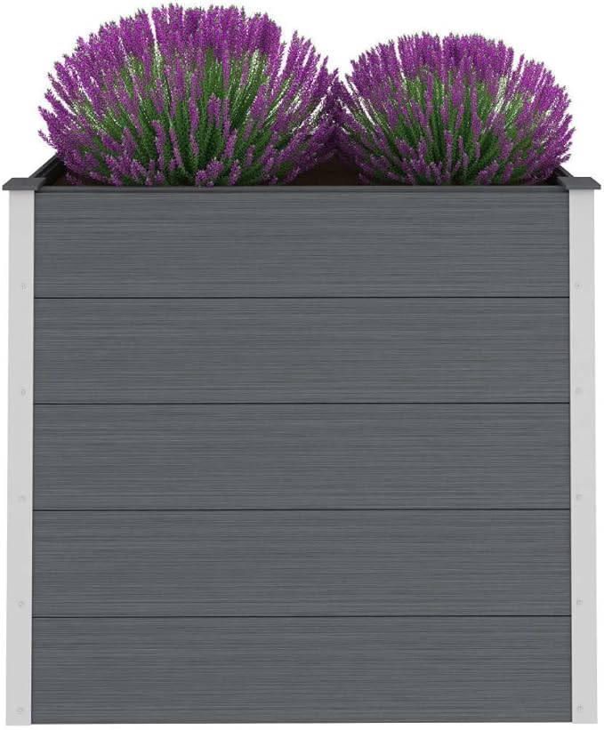 Outdoor Garden Raised Bed WPC Garden Planter Box Outdoor Planter Box for Gardening Vegetables Flowers Herb 39.4x19.7x35.8 Gray-218