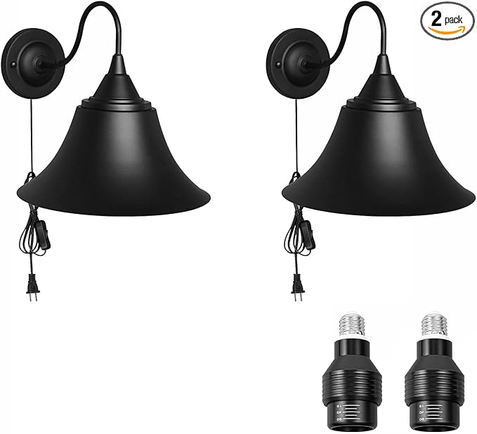 2-Pack Hook Mounted Plant Light Full Spectrum 4500K 10W Adjusted Light Beam Range 15-60° Industrial Style Black Wall Lamp for Indoor Plants Flowers Growing
