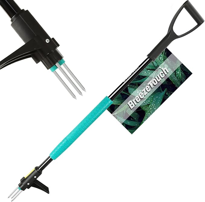 Breeze Touch 39 Weed Pulling Tool 3-Claw Detachable Weed Puller Tool with Long Handle Heavy Duty Stand Up Weeder Weeding Tool for Lawn Yard Garden Crabgrass Dandelion Picker Weed Remover