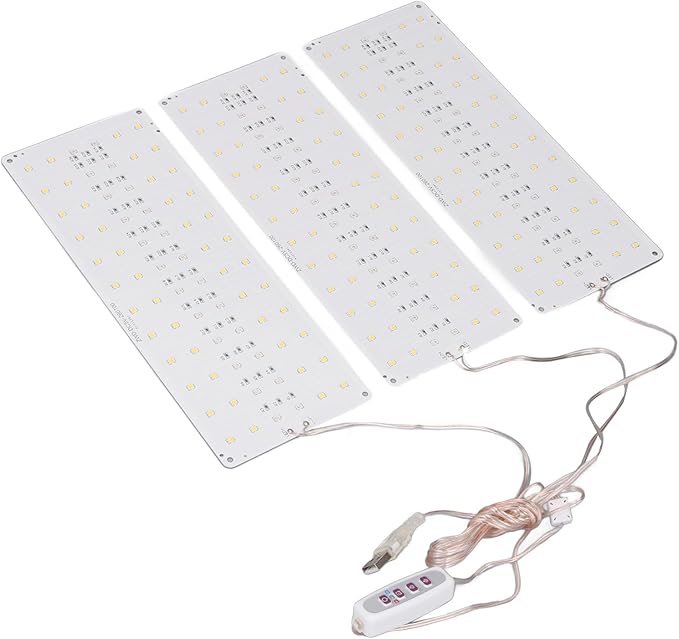 Under Cabinet Plant Grow Light Full Dimmable 10 Levels USB 5V 3 Head - Wide Coverage Memory Timing Ideal for Indoor and Succulent Growth (3 Head)