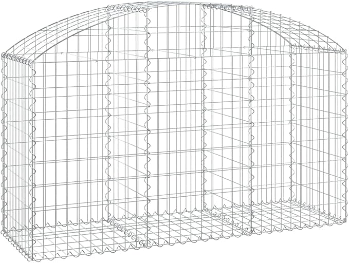 Gabion Basket Silver Galvanized Iron 59.1 x 19.7 x 31.5/39.4 in Outdoor Rectangular Metal Planter for Garden Durable Sound Dampening Decorative Wall