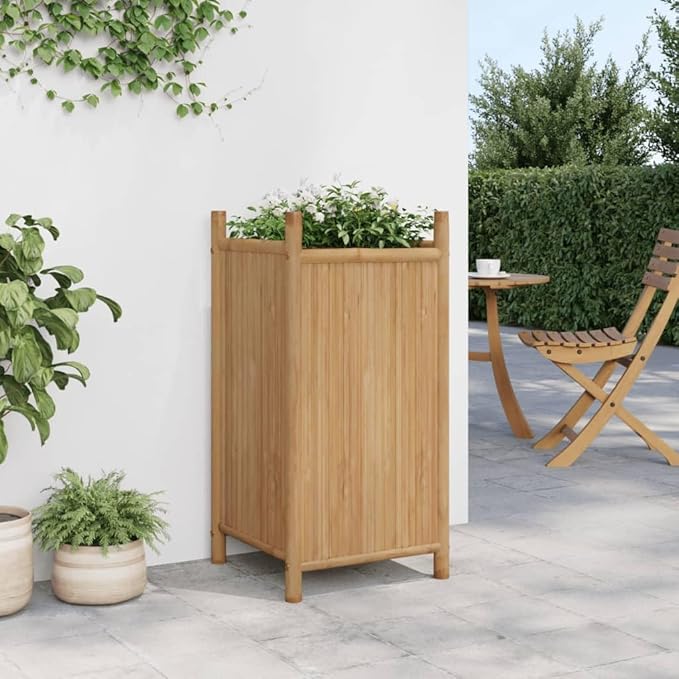 Planter Raised Garden Bed Planter Boxes Outdoor Garden Boxes Suitable for Backyard Restaurants Flowers Patios 15.7x15.7x31.5 Bamboo