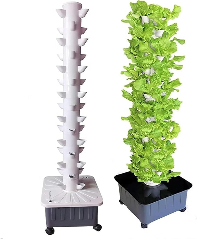 S Hydroponic Cultivation Kits Interior Cultivation Vertical Cultivation Tower 15 Layers Sites for 45 Plants with Herbal Mobile Water Tank Pump ~/