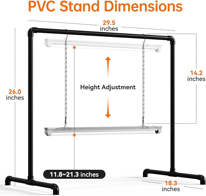 Bstrip Grow Light Stand 2ft 24W Grow Light for Indoor Growing Full Spectrum LED Plant Light for Seed Starting Height Adjustable Large 29.5 L x 18.3 W x 26.0 H