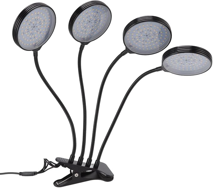 LED Plant Grow Light 60W 4 Head Flexible USB Powered Indoor Plant Growing Lamp with 5 Dimmable Modes Design for Home Garden Greenhouse Aluminum PC Material
