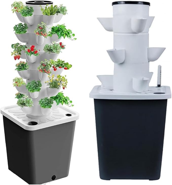 Hydroponics Growing System Vertical Tower15/20/25/30 Holes Hydroponic Growing System Hydroponics Tower Garden for Indoor Herbs Fruits and Vegetables15 Sholes