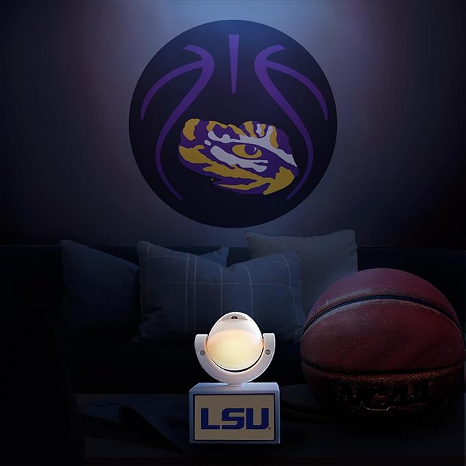 Sporticulture NCAA American Football LSU - Adjustable Led Mini Spotlight Projector with 6 Team Logo Designs - Portable &amp Rechargeable Spotlight - Battery-Operated - 4.375” x 3.125”