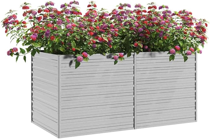 Galvanized Steel Garden Raised Bed Outdoor Planter Box Metal Patio Kit Planting Bed for Vegetables Flower Herb 63x31.5x30.3 Galvanized Steel Silver-701