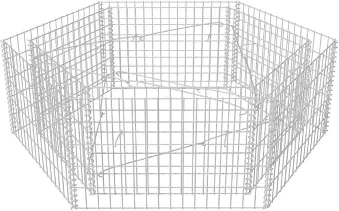 Hexagonal Gabion Raised Bed Steel Gabion Basket Post/Planter Raised Vegetable Bed Outdoor Steel Garden Decoration Galvanized Steel 63x55.1x19.7