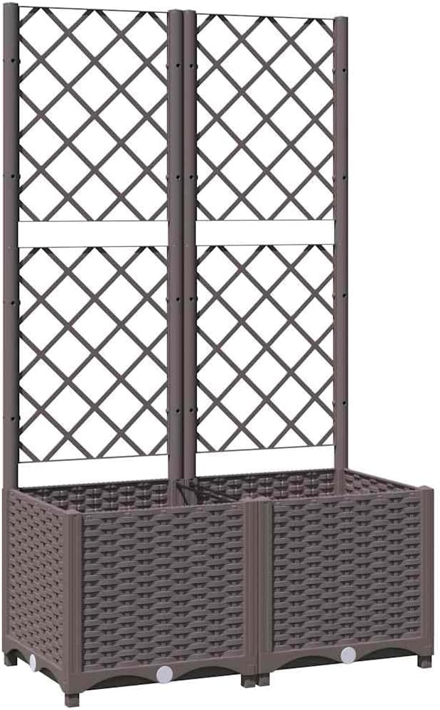 Brown Raised Garden Planter with Trellis 31.5x15.7x53.5 in UV-Resistant Polypropylene Elevated Flower Bed Box for Balcony Patio Outdoor Gardening