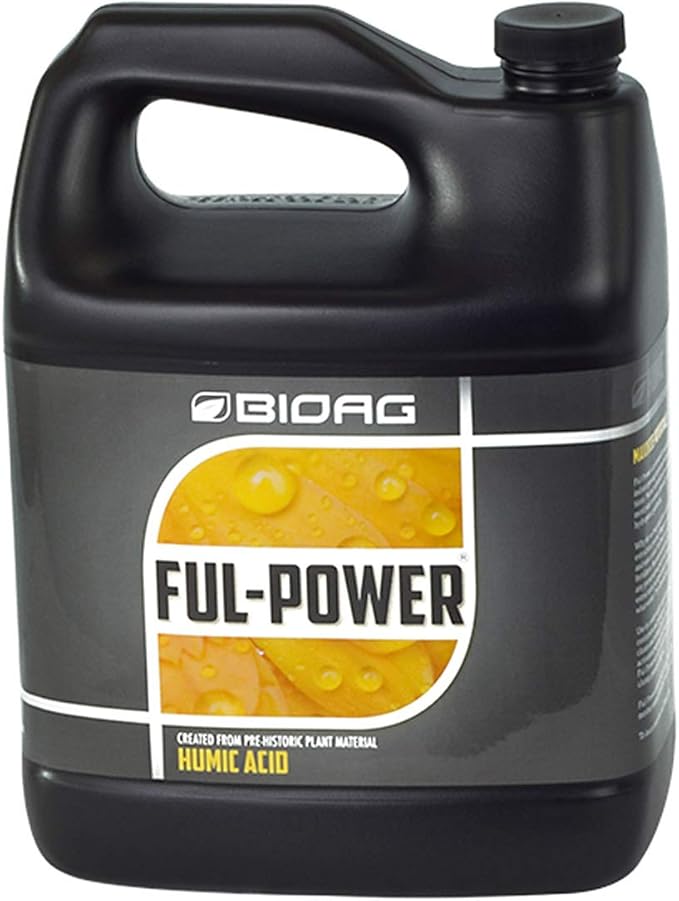 BIOAG Ful-Power Liquid Organic Humic Acid Amendment - Fulpower Increases Yield in Hydroponics Soil Soilless Media - Plant Nutrient (1 gal)