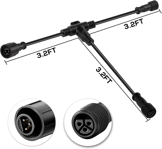 SUNTHIN 4 Pack RGB Color Changing Spot Uplights with Remote &amp 9.8FT T Shape Tee Extension Cord