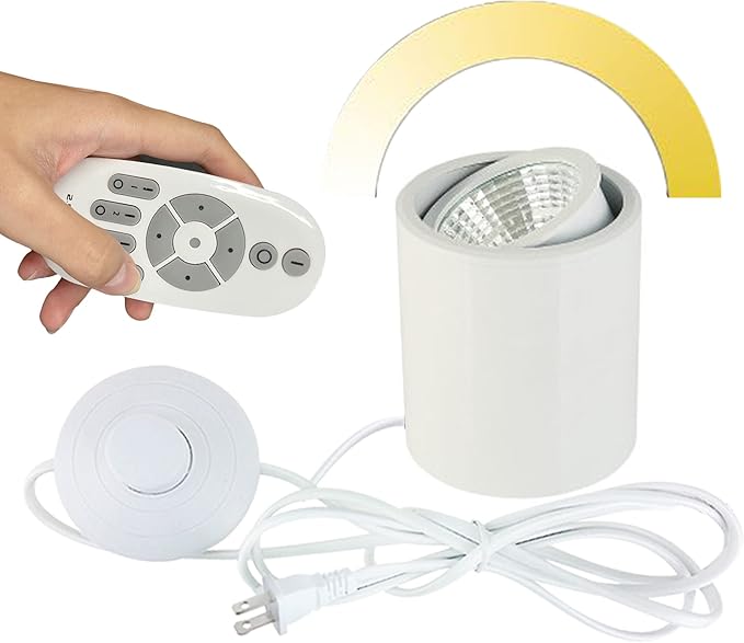 Accent Uplight 7W COB LED Stepless Dimming Adjustment Remote Control Spotlight Light with White Foot Pedal Switch Cord Flexibly Rotatable Extra Light Rotating for Plants Landscape 1 Light