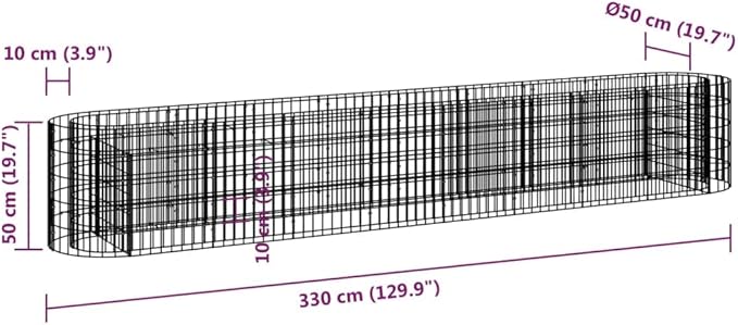 Gabion Raised Bed Planter Basket Pot Wall Outdoor Garden Lawn Patio Border Gardening Flower PlantGabion Cages Basket 129.9x19.7x19.7