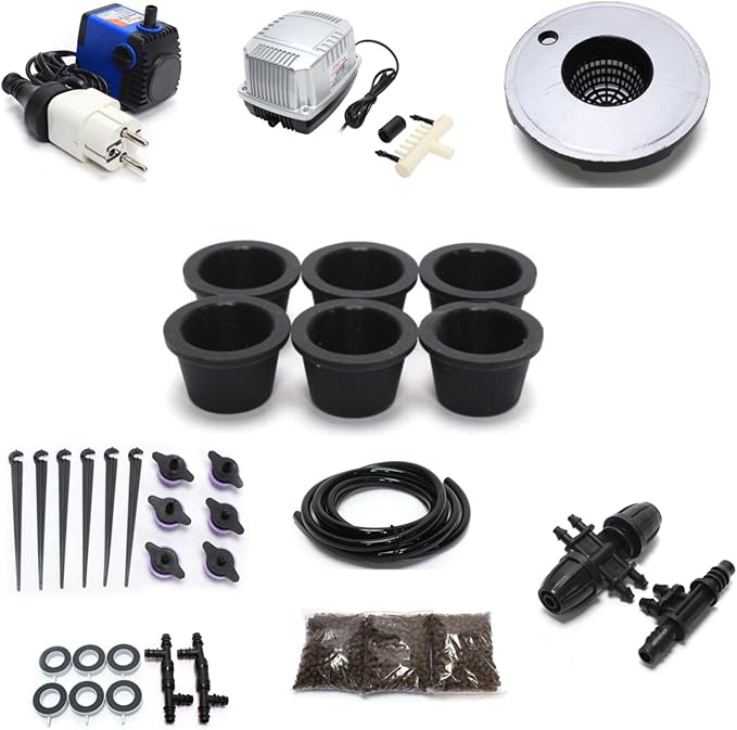 TBVECHI 7 Buckets DWC Hydroponics Grow System with Top Drip Kit 5 Gallon Deep Water Culture Bucket System Full Set of Recirculating Drip Garden System with Air Hose Air Pump Air Stone