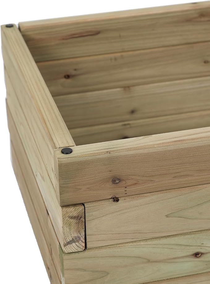 LuxenHome Wood 32 Raised Garden Bed Fir Wood Planting Bed Solid Wood for Vegetable Flower Herbfor Outdoor Lawn Yard Patio Use