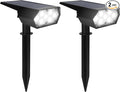 TECHKO Outdoor Solar Spotlight with Wall-Mount &amp Ground-Stake Dusk-to-Dawn Outdoor Waterproof IP65 Multiple Lighting Modes Solar Powered Garden Yard Spot Lights for Outside Landscape (2-Pack)