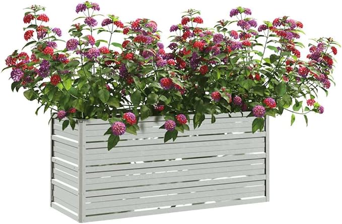 Rectangular Metal Garden Raised Bed Silver Galvanized Steel 39.4 x 15.7 x 17.7 Inches Outdoor Planter for Vegetables Flowers