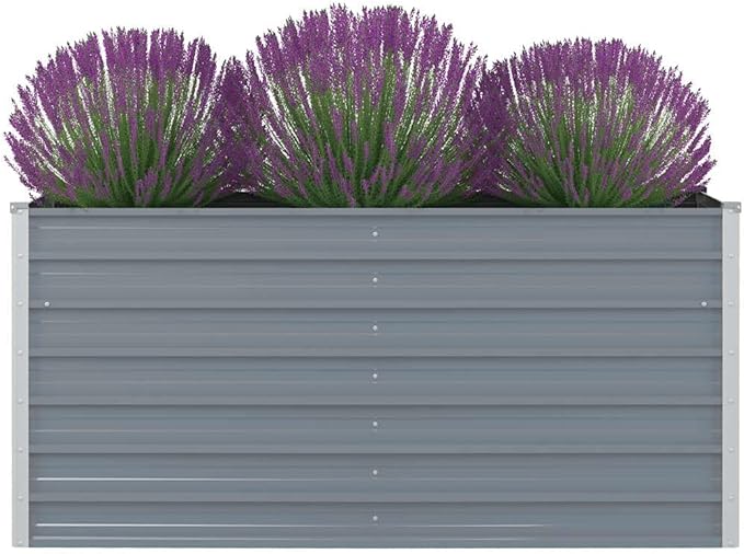 Raised Garden BedFlowerpotsPlantersRaised Garden PlanterRaised Planter Boxfor Indoor Outdoor VegetablesFruitsPotatoFlowers63x31.5x30.3 Galvanised Steel Gray