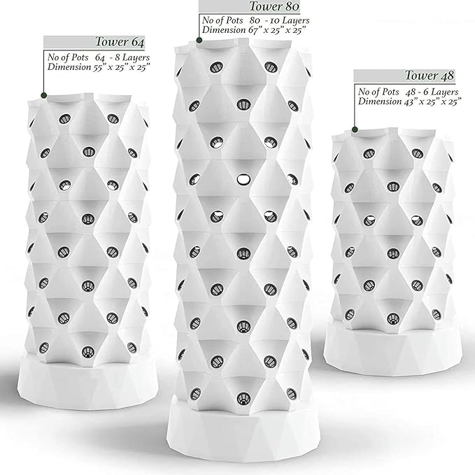 Hydroponic Kits Hydroponic Growing System Kit Indoor Growing System Vertical Grow Tower Herb Fruit &amp Vegetable Net Pot // 1pc Beginner Hydroponics System(8 Layers)