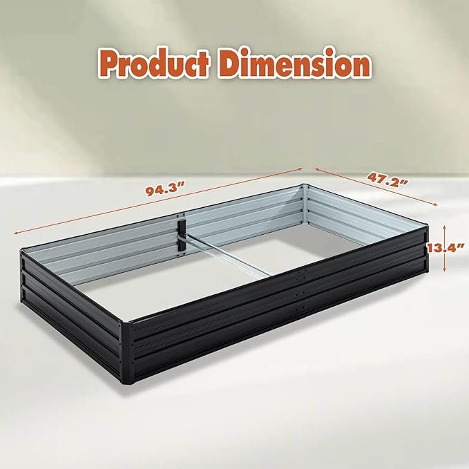 Anwick 8x4x1 FT Galvanized Raised Garden Bed Kits - Garden Planters for Outside Rectangular Metal Planters Box Deep Root Planters for Outdoor Plants Vegetables Flowers (8×4×1FT)