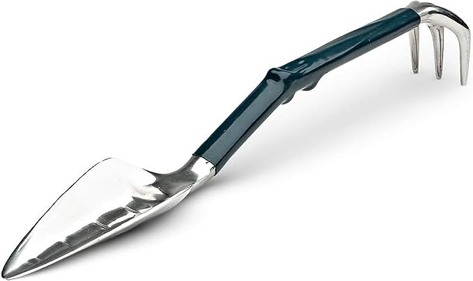 Garden Shovel and Rake Combo Multi Tool - 17-Inch Garden Hoe and Trowel with Comfortable Grip for Easy Planting Weeding and Cultivating - Two in One Gardening Tools by Kings County Tools