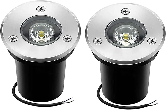 Recessed LED Outdoor Spotlights - 1W Ground LED Landscape Lights IP67 Waterproof Underground Buried Lamp Outdoor LED Floor Spotlight for Garden Driveway DeRed-2PCS-1W