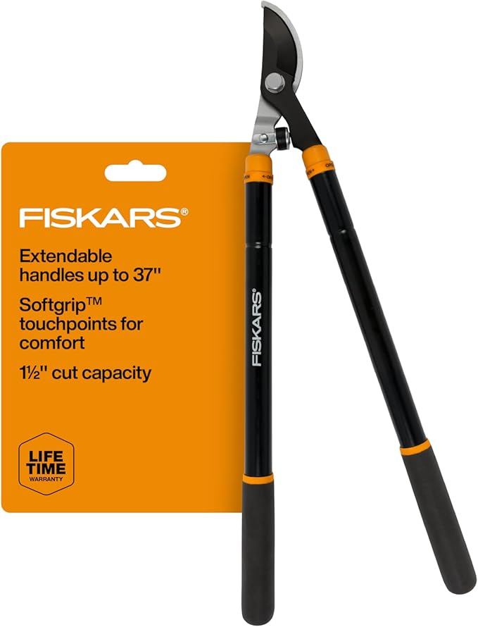 Fiskars Loppers for Tree Trimming Heavy Duty with Extendable Handle (24.5-37 Range) Sharp Bypass Steel Blade Tree Branch Cutter up to 1.5-Inch Diameter Cut Capacity