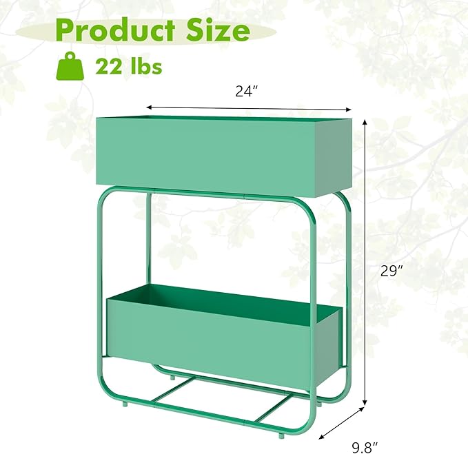 AIIT 2-Tier Metal Raised Garden Bed Planter Box with Drainage Double Layer Flower Stand for Vegetables and Herbs Indoor Outdoor
