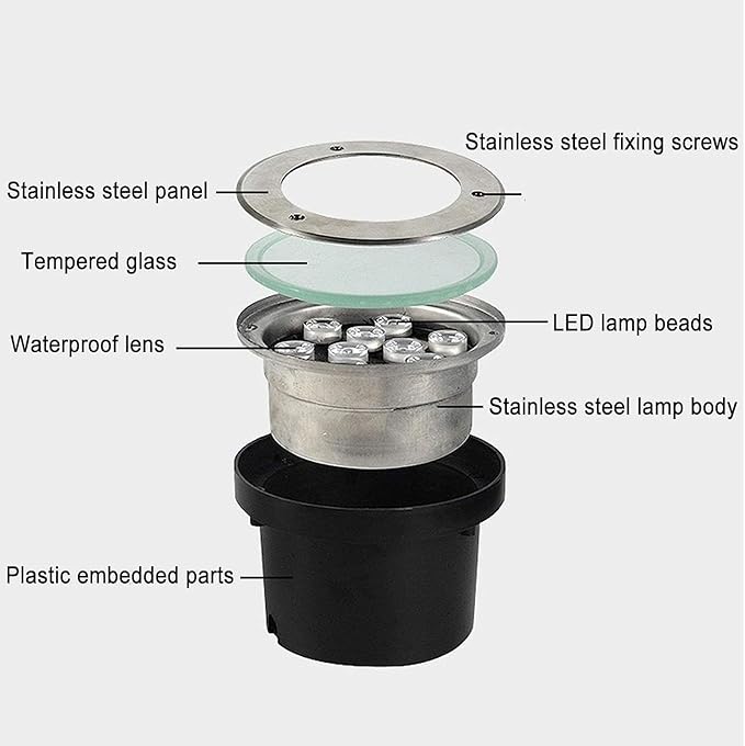 Submersible LED Fountain Light - Underwater Pond Lamp IP68 Waterproof LED Landscape Lights 24V Low Voltage Recessed Spotlight Outdoor Buried Lights for Garden Steps Illumination(Red6W) (White 3