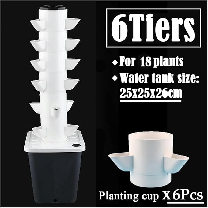 Hydroponics Growing System Balcony Hydroponic Growing System Detachable Colonization Cups Home Garden Farm Greenhouse Vertical Tower Planters Hydroponic Tower (White 6)