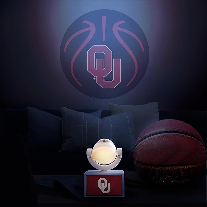 Sporticulture NCAA American Football Oklahoma Sooners - Adjustable Led Mini Spotlight Projector with 6 Team Logo Designs - Portable &amp Rechargeable Spotlight - Battery-Operated - 4.375” x 3.125”