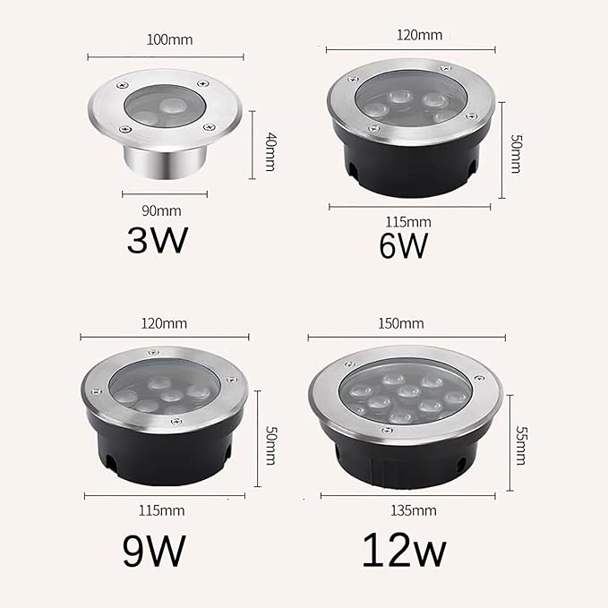 4PCS IP68 Waterproof LED Underwater Lights Ultra-Thin Recessed Spotlights for Outdoor Fountains and Ponds Submersible Decorative Lighting (Blue AC 24V-12W &amp Warm White AC 12V)