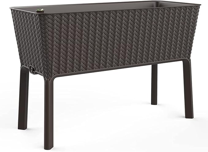 31.7 Gallon Elevated Resin Garden Bed with Self-Watering - Brown