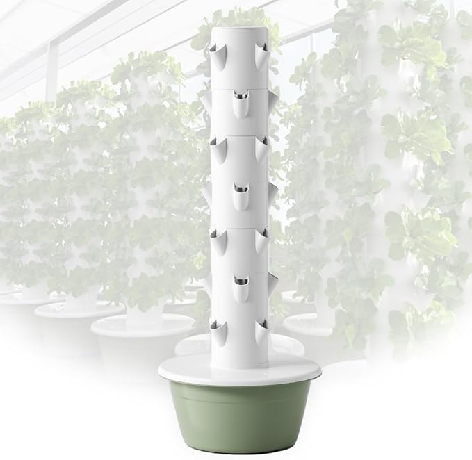 5/7/9 Tier Hydroponic Tower Aeroponic Tower Garden System Vertical Hydroponic Ggarden Tower with Pump Space Saving Design for Gardening Lover(135cm/53in)