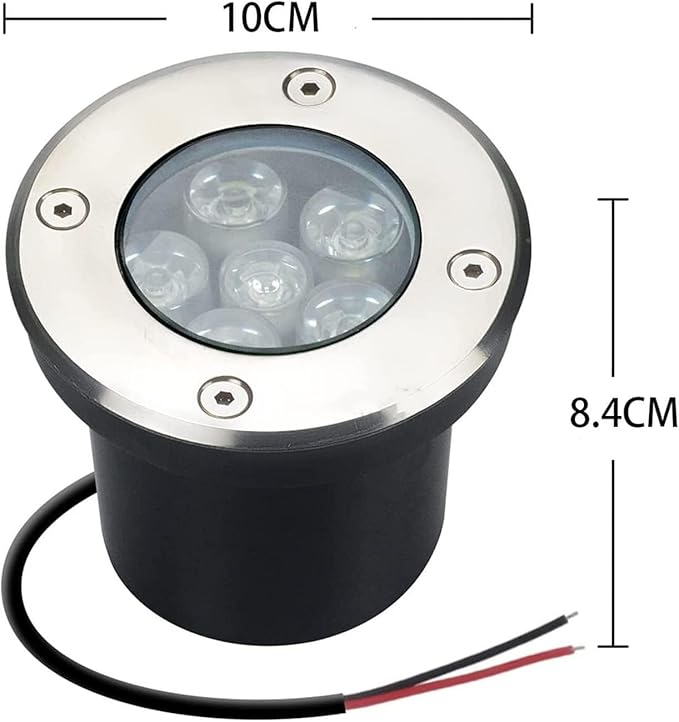 3Pcs Ground Led Landscape Lights - 6W Outdoor Buried Lights Ip66 Waterproof Round Recessed Floor Spotlight Outdoor Landscape Lights Led Underground Light for Driveway-Green-6WDC24V
