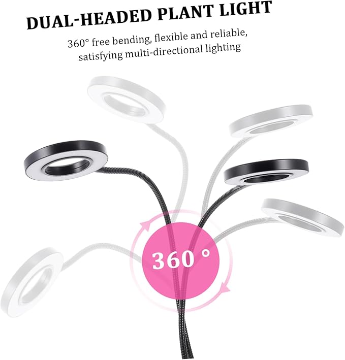 Adjustable Dual-Head LED Plant Growth Lamp for Indoor Use 5V Timer Function Clip-On Design Color Cycle for Greenhouse and Home Planting