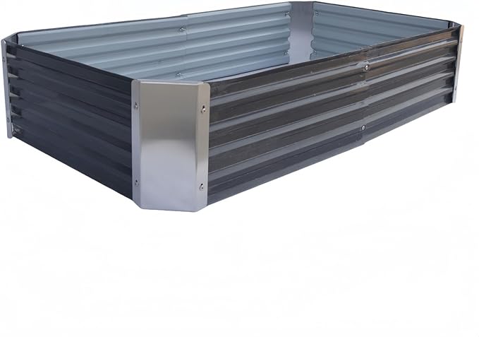 4ft x 2ft Galvanized Raised Garden Bed Horticultural Planting Box Metal Planter Boxes Outdoor Suitable for Plants Flowers Vegetables Herbs Fruits Dark Grey
