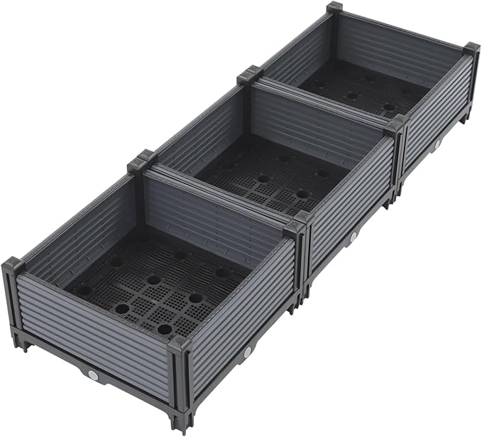 Plastic Raised Garden Bed Outdoor Raised Bed Planter Elevated Planter Garden Box for Vegetable/Flower/Herb Raised Planter Box for Balcony and Patio Gardening