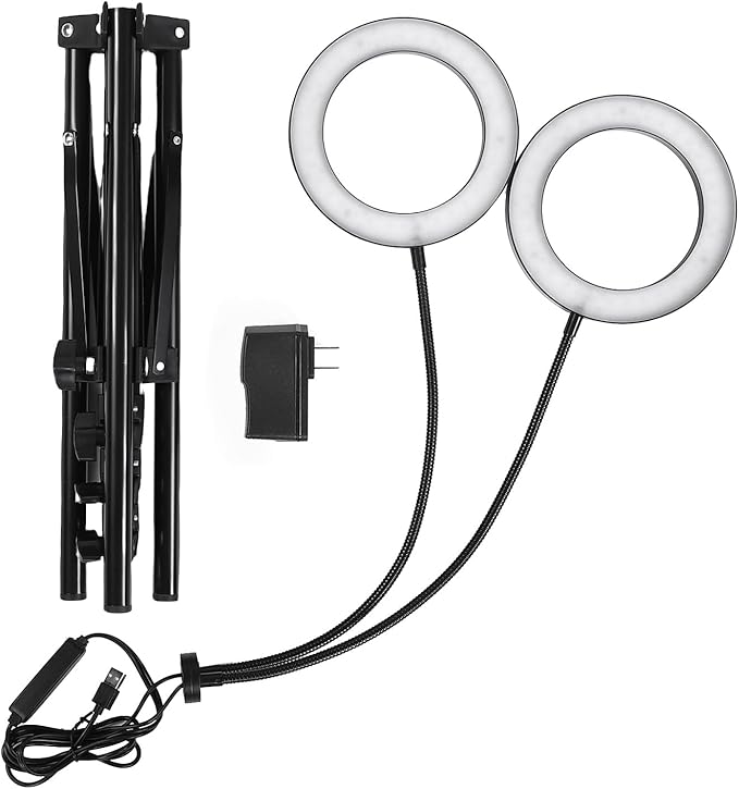 Plant Grow Light 3/9/12h Timer 6 Brightness 360 Gooseneck Tube 2/3 Heads 108 LEDs Full Spectrum Plant Light with Height Adjustable &amp Tripod Stand for Indoor (US Plug 2 Heads 20W Use 2A