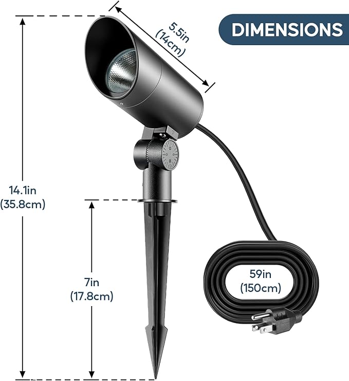 Junview 30W LED Spot Lights Outdoor 120V Waterproof Flag Pole Light 3000LM Ultra Bright Outdoor Spotlight Warm White Landscape Lights with 5FT Cord with Plug for Tree Yard Garden House(1pack)